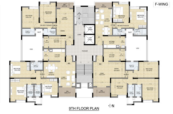 Vista Indiranagar F-Wing 9th Floor Plan