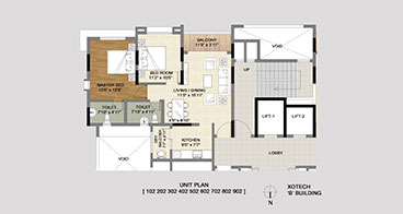 Xotech Homes 2 BHK Floor Plan