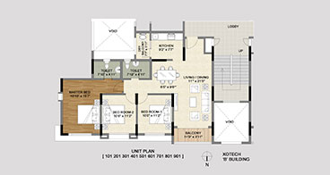 Xotech Homes 3 BHK Floor Plan